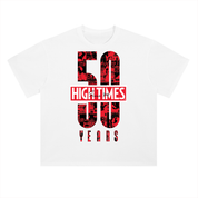HIGH TIMES 50TH ANNIVERSARY WHITE STENCIL S/S T-SHIRT