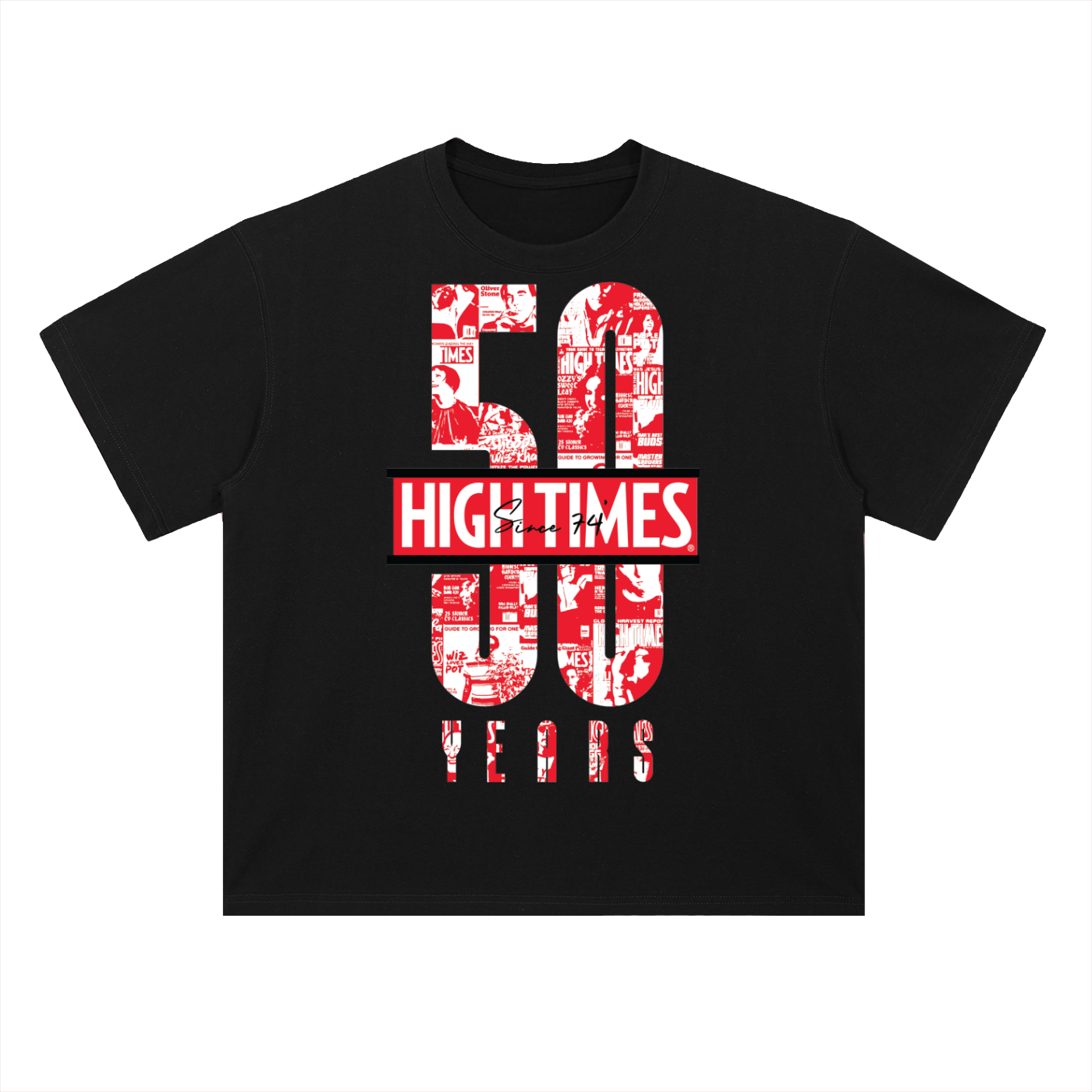 HIGH TIMES 50TH ANNIVERSARY BLACK STENCIL S/S T-SHIRT