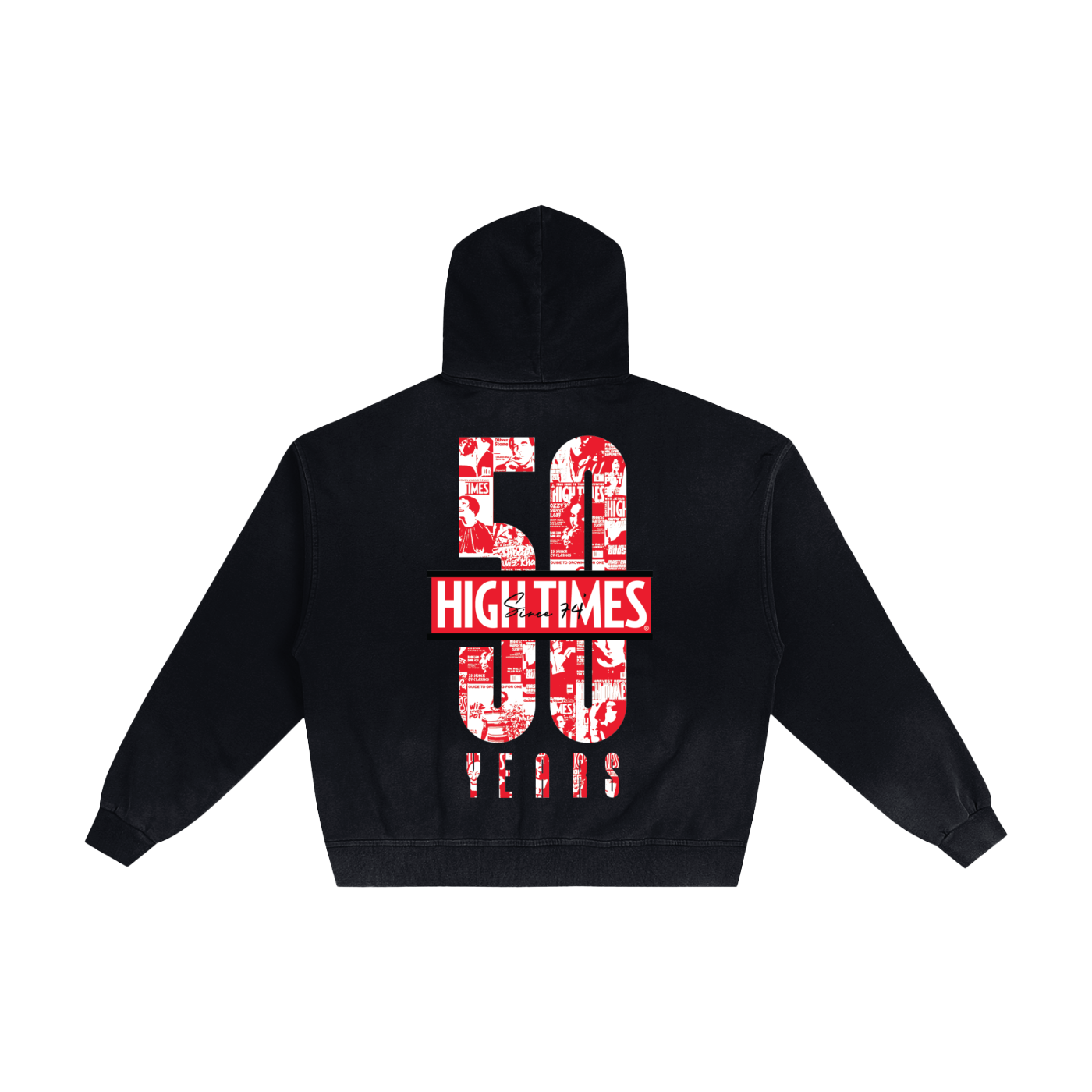 HIGH TIMES 50TH ANNIVERSARY DISTRESSED STENCIL ZIP HOODIE