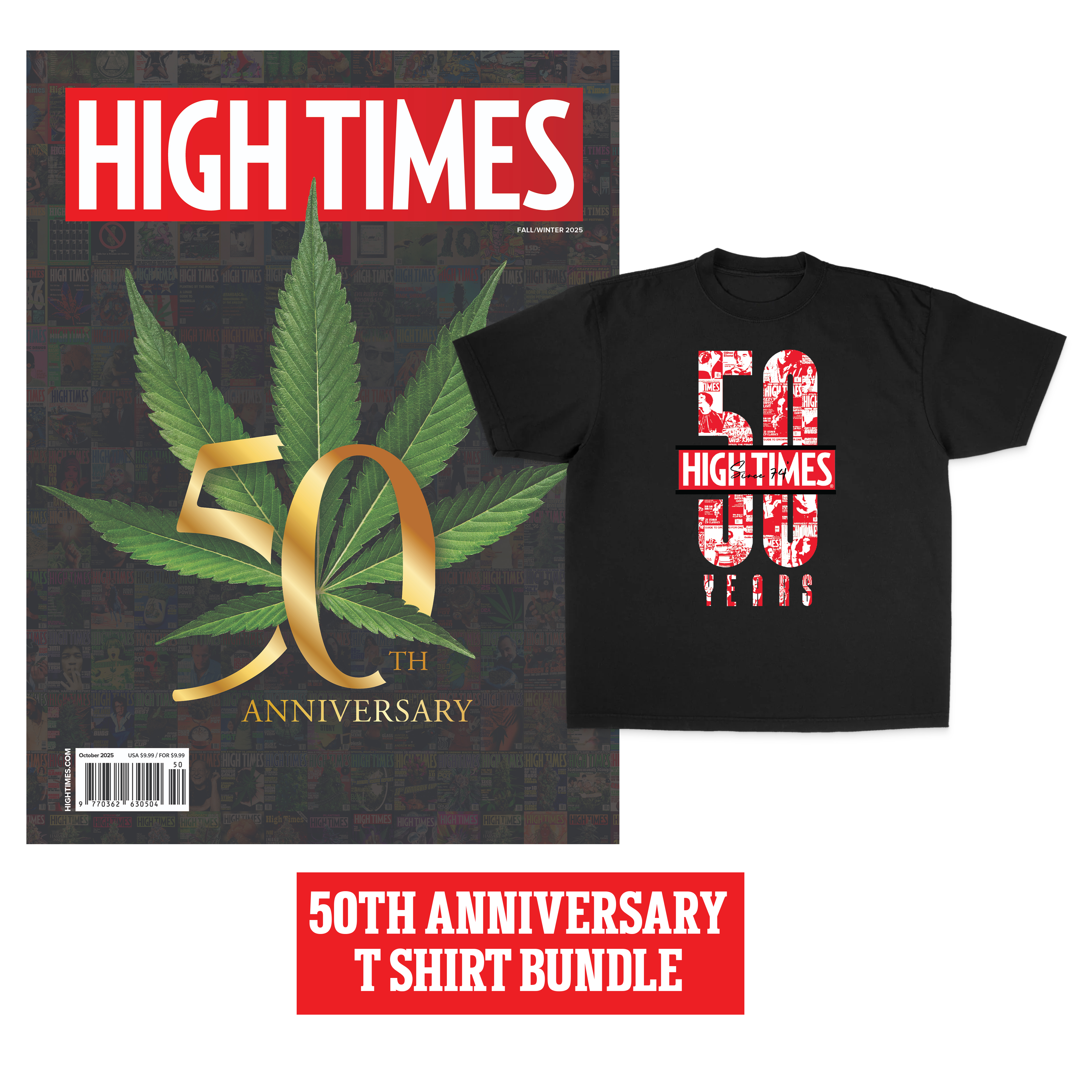 50TH ANNIVERSARY BLACK STENCIL T-SHIRT BUNDLE