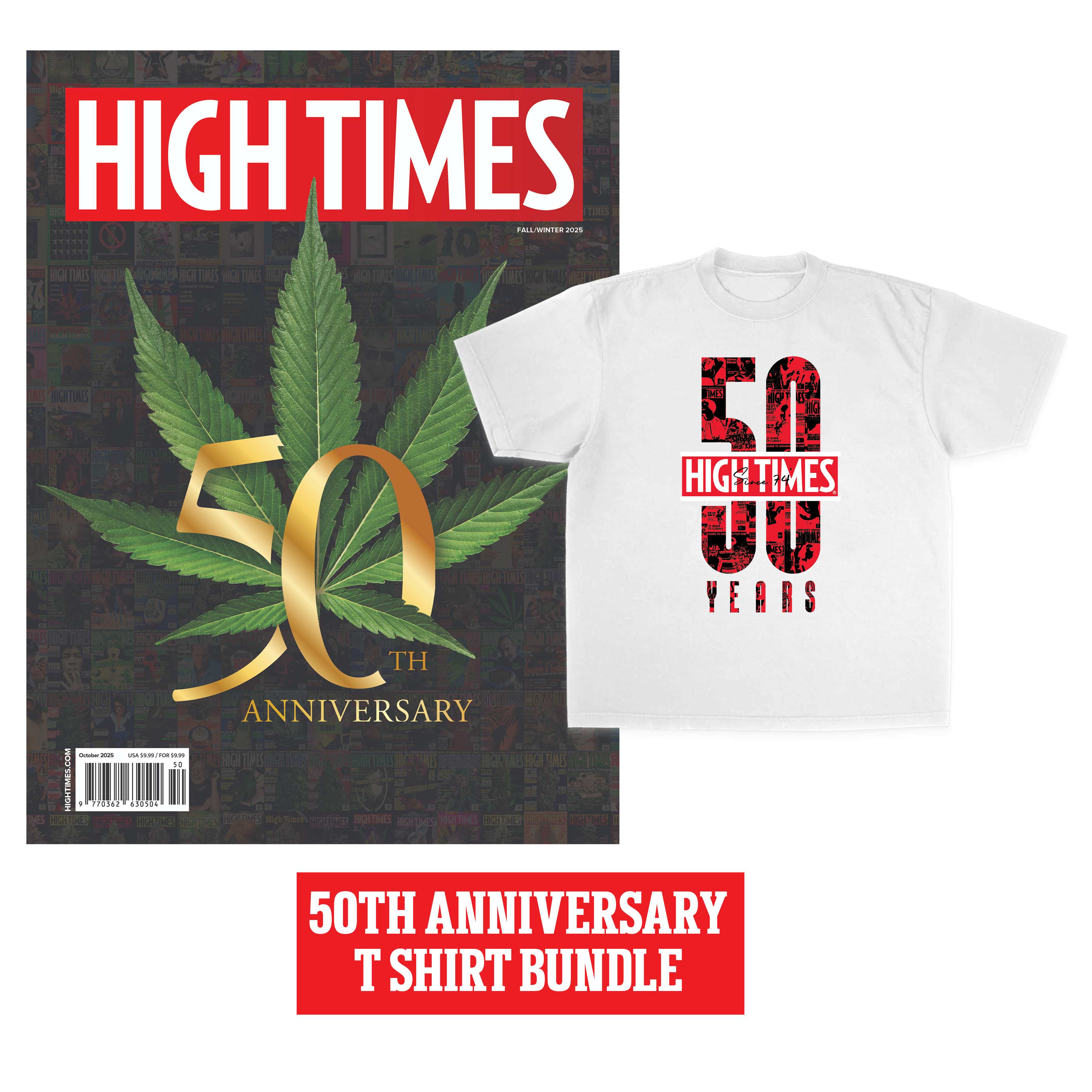 50TH ANNIVERSARY WHITE STENCIL S/S T-SHIRT BUNDLE